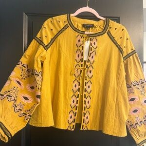 Yellow Embroidered Blouse with Bohemian Flair